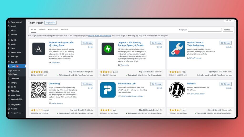 Kho plugin đa dạng