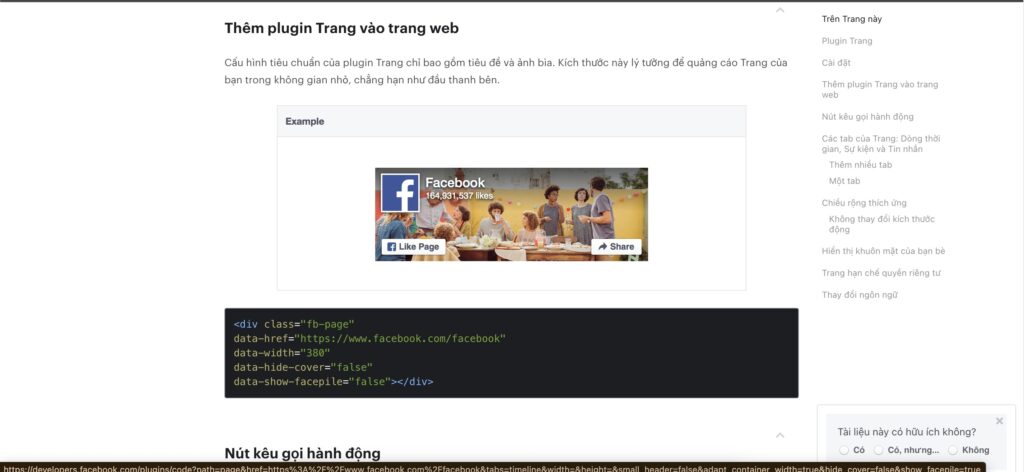 Ví dụ hiển thị fanpage