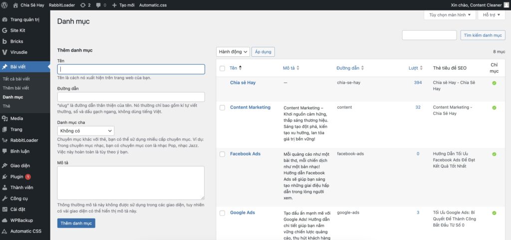 Thêm Taxonomy qua WordPress Block Editor với Category và Tag