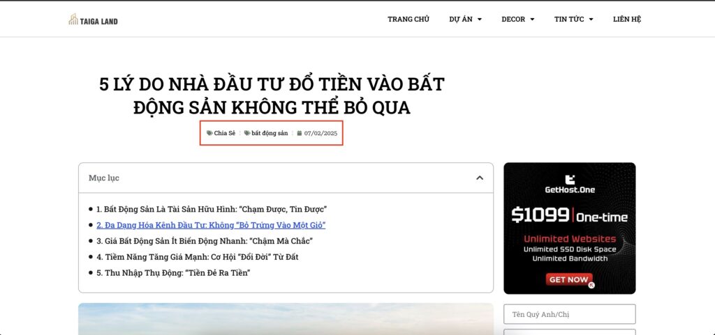 Ví dụ Taxonomy trong WordPress cho blog Bất Động Sản