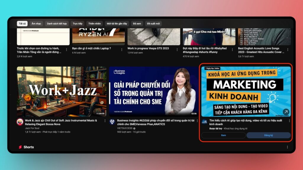 Quảng cáo video trên youtube
